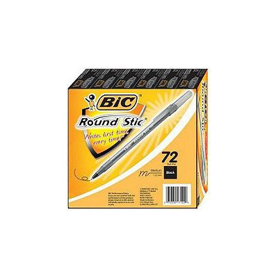 BIC - Round Stic Ballpoint Pen, Black Ink, Medium - 72 Pens