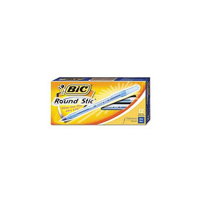 BIC - Round Stic Ballpoint Stick Pen Blue Ink, Fine - Dozen