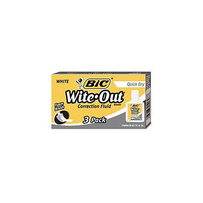 BIC Wite-Out Quick Dry Correction Fluid, 3/Pack