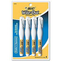 BIC Wite-Out Shake 'n Squeeze Correction Pen, 8 ml, White, 4/Pack