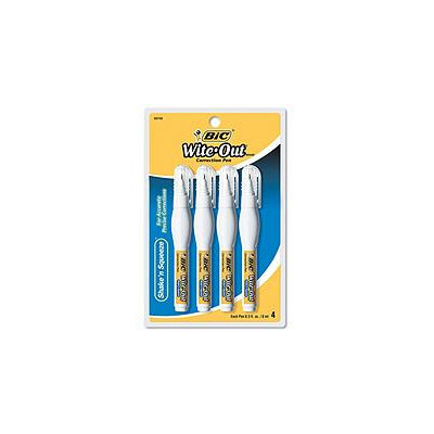 BIC Wite-Out Shake 'n Squeeze Correction Pen, 8 ml, White, 4/Pack