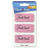 Paper-Mate Pink Pearl Medium Size Eraser, Three/Pk