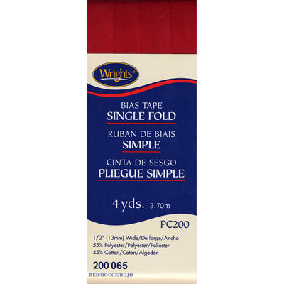 Single Fold Bias Tape 1/2 4 Yards-Red