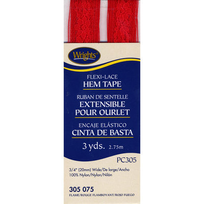 Wright's Wrights 3/4 inch Flexi Lace Hem Tape, 3 yards, FLAME