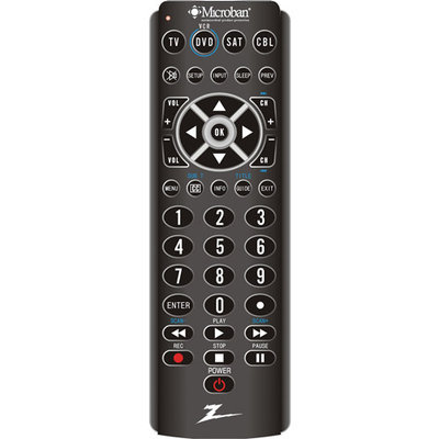Amertac ZB410MB Zenith Microban Univ Remote Accs 4 Device Lrg Rubberized Keys
