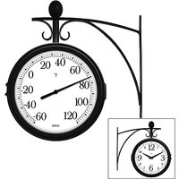 Springfield Double Sided Hanging Wall Clock and Thermometer