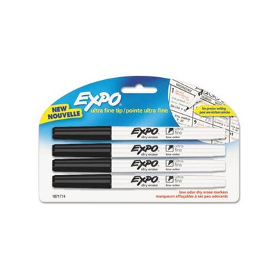 EXPO(R) Low-Odor Dry-Erase Markers, Ultra-Fine Point, Black, Pack Of 4