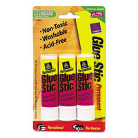 Avery Permanent Glue Stics, Clear Application, .26 oz, Stick, 3/Pack