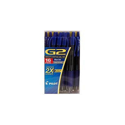 Pilot - G2 Gel Roller Ball Pens, Retractable, Blue Ink, Fine - 16 Pens