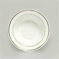 Maryland Plastics Regal PKG-R20012SVR 12 oz. Plastic Bowl With Silver Trim 12 Ct. White Pack Of 4