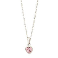 Elegant BabyA Heart Shaped Pink Cubic Zirconium Sterling Silver Necklace