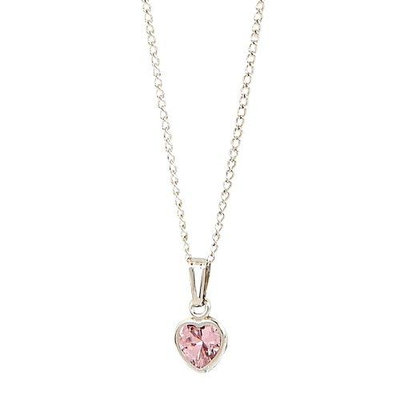 Elegant BabyA Heart Shaped Pink Cubic Zirconium Sterling Silver Necklace