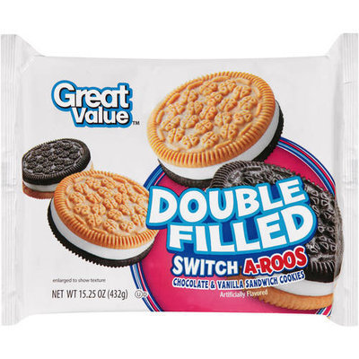 Great Value Double Filled Switch-A-Roos Chocolate & Vanilla Sandwich Cookies, 15.25 oz