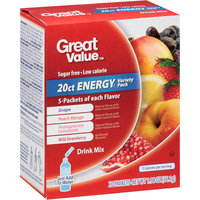 Great Value Energy Variety Pack Drink Mix, 20 count, 1.98 oz