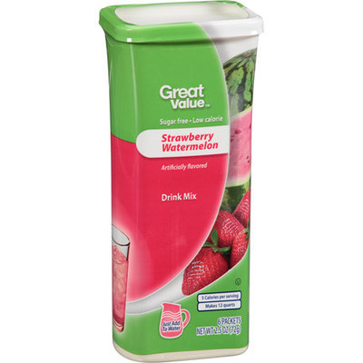Great Value Strawberry Watermelon Drink Mix, 6 count, 2.5 oz