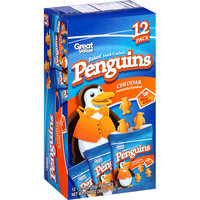 Great Value Penguins Cheddar Baked Snack Crackers, 0.9 oz, 12 count
