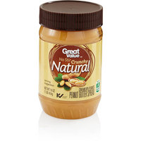 Great Value No Stir Crunchy Natural Peanut Butter Spread, 16 oz