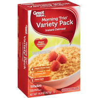 Great Value Morning Trio Instant Oatmeal Variety Pack, 10ct