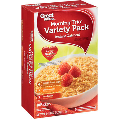 Great Value Morning Trio Instant Oatmeal Variety Pack, 10ct