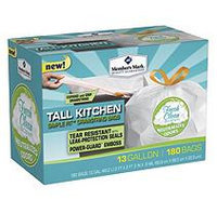Member's Mark Tall Kitchen Simple Fit Drawstring Bags with Fresh Clean Scent (13 gal, 180ct.)