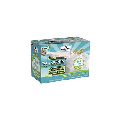 Member's Mark Tall Kitchen Simple Fit Drawstring Bags with Fresh Clean Scent (13 gal, 180ct.)