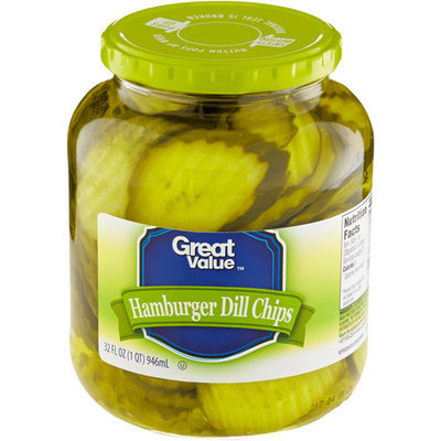 Great Value: Hamburger Dill Chips Pickles, 32 Fl Oz