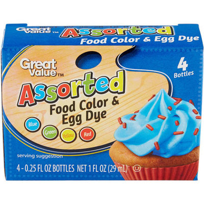Great Value Assorted Food Color & Egg Dye, 1 oz