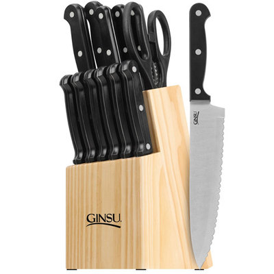 Ginsu 14-Pc. Black Handle Essentials Cutlery Set
