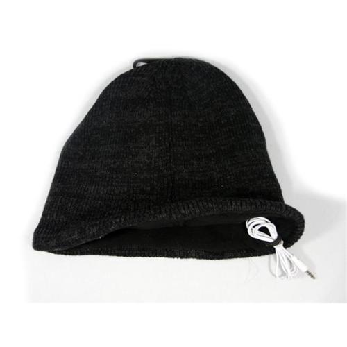 Music Muffs WIRED-SB-HAT-BK Wired Audio Toque Winter Cap Beanie - Black