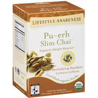 Tadin Tea Lifestyle Awareness Pu-erh Slim Chai Herbal Tea Supplement Tea Bags, 20 count, 1.05 oz, (Pack of 6)