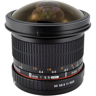 Samyang 8mm f/3.5 Fisheye II Lens w/ Detachable Hood (for Sony Alpha A-Mount Cameras)