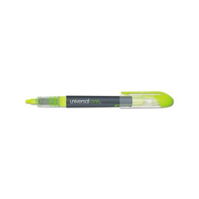 Universal Liquid Pen Style Highlighter, Chisel Tip, Fluorescent Yellow, 12/Pk