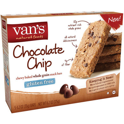 Van's Natural Foods Chewy Baked Whole Grain Snack Bars Gluten Free Chocolate Chip - 5 Bars