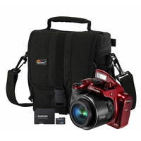 Samsung 16.2MP WB1100 Red Digital Smart Camera, Bag, 16GB microSD Card