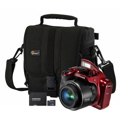 Samsung 16.2MP WB1100 Red Digital Smart Camera, Bag, 16GB microSD Card