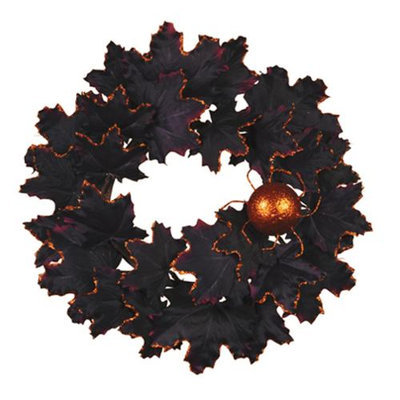 Cc Home Furnishings Pack of 4 Artificial Black and Orange Glittered Halloween Leaf and Spider Pillar Candle Rings - 6