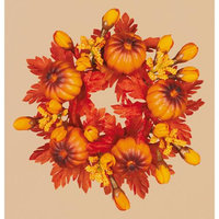 Cc Home Furnishings Pack of 8 Thanksgiving Fall Harvest Leaf and Mini Pumpkin Votive Candle Rings 2