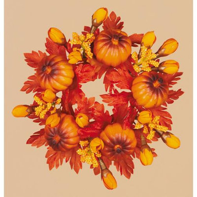 Cc Home Furnishings Pack of 8 Thanksgiving Fall Harvest Leaf and Mini Pumpkin Votive Candle Rings 2