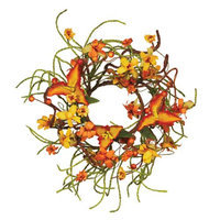 Cc Home Furnishings Pack of 5 Artificial Vibrant Orange Autumn Tiger Lily and Tendril Rope Pillar Candle Rings 3