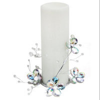 Melrose Pack of 6 Elegant Iridescent Beaded Christmas Flower Pillar Candle Rings 6