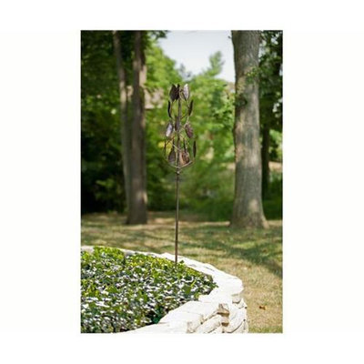 Panacea PAN88864 63 inch Vertical Bronze Leaf Kinetic Art Windmill