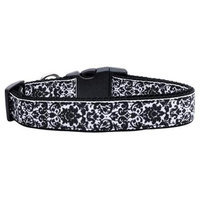 Ahi Fancy Black and White Nylon Ribbon Dog Collars Large