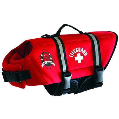 Snow Joe Paws Aboard Red Neoprene Doggy Life Jacket Green medium