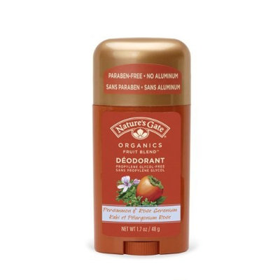 NATURE'S GATE, Fruit Blends Deodorant Stick Persimmon+Rose Geranium - 1.7 oz