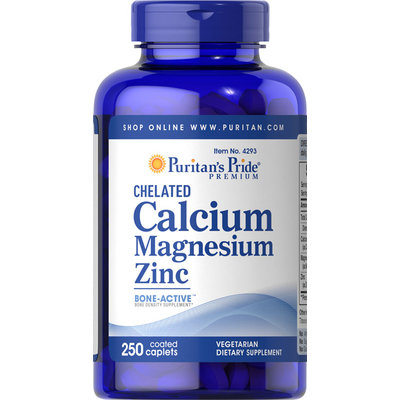Puritan's Pride Chelated Calcium Magnesium Zinc-250 Caplets