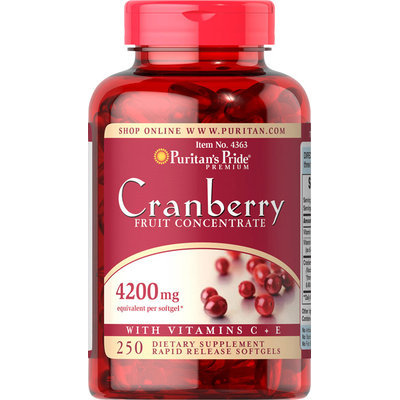 Puritan's Pride 2 Units of Cranberry Fruit Concentrate with C & E 4200 mg-250-Softgels
