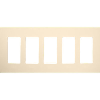 Morris Products 5 Gang Decorator Screwless Snap in Wall Plates in Almond