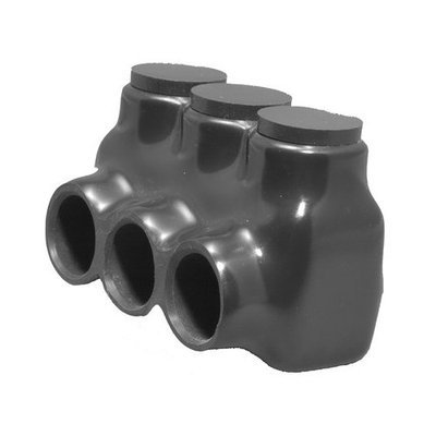 Morris Products Single Entry Multi-Cable Connector in Black with 3 Ports 2/0 - 14
