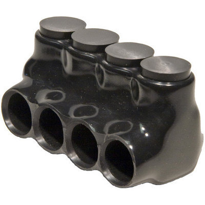 Morris Products Single Entry Multi-Cable Connector in Black with 4 Ports 2/0 - 14