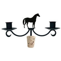 Village Wrought Iron C-WB-68 Horse Wine Bottle Topper - Candelabra